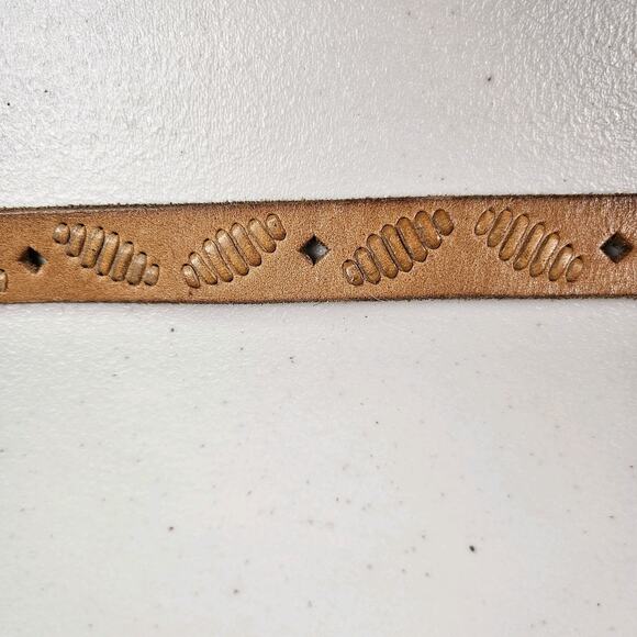 J.Crew Womens Tooled Leather Belt Stitched Accent Western Casual Boho Cowgirl M - Picture 4 of 15